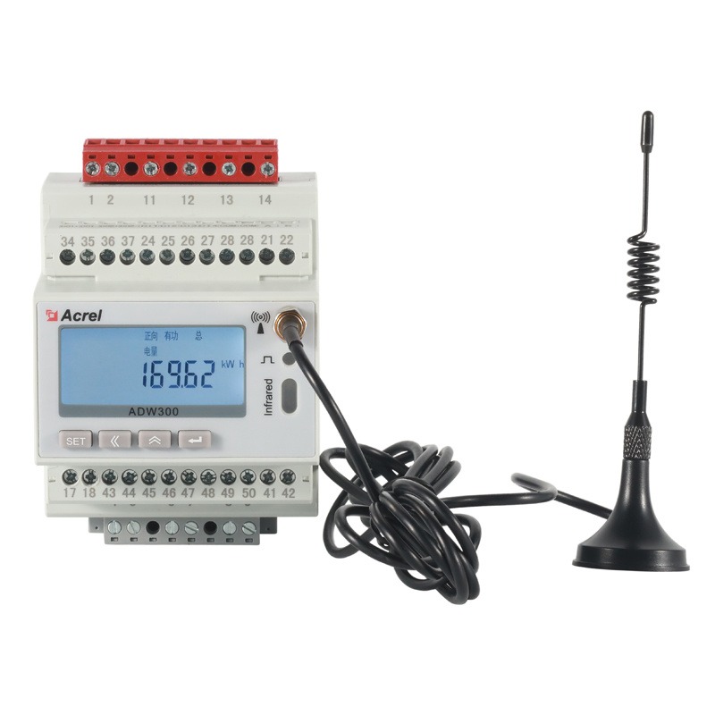 供应正反向计量电能表ADW300/CKT远程导轨电表0.5S级全电参量测量经互感器接入4路温度测量安科瑞品牌