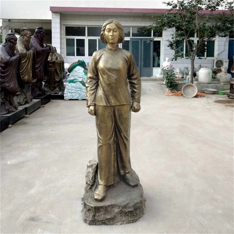 玻璃钢刘胡兰雕像，英雄烈士人物雕塑加工定做图片