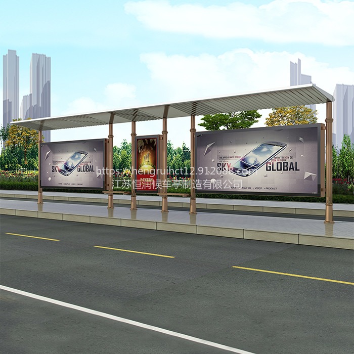 恒润城市候车亭 现代款 智能公交站台 信息更新迅速 具有文化展示功能