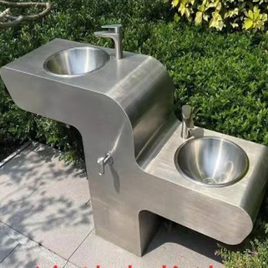 泉自达特殊款高低盆户外饮水台创意园艺异形洗手池不锈钢公共直饮机动物喝水
